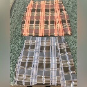Fashion Nova Pink and Blue Mini Plaid A-Line Skirt Set